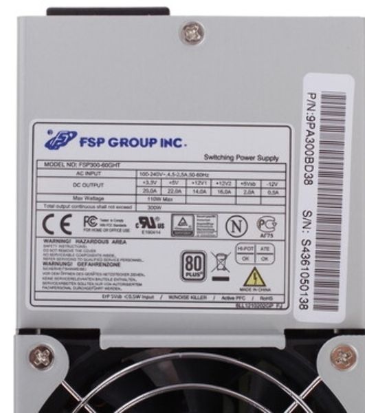 Серверный блок питания FSP FSP300-70PFL(SK), 300Вт, 80+ Bronze, 80мм, ATX, серый