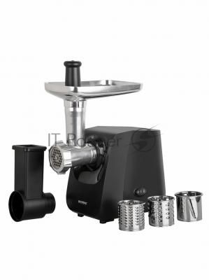 Мясорубка электрическая Endever Sigma-116 черный, 2600 Вт, 2.0 кг/мин, реверс, защита от перегрузки, металлический лоток, насадки - 5