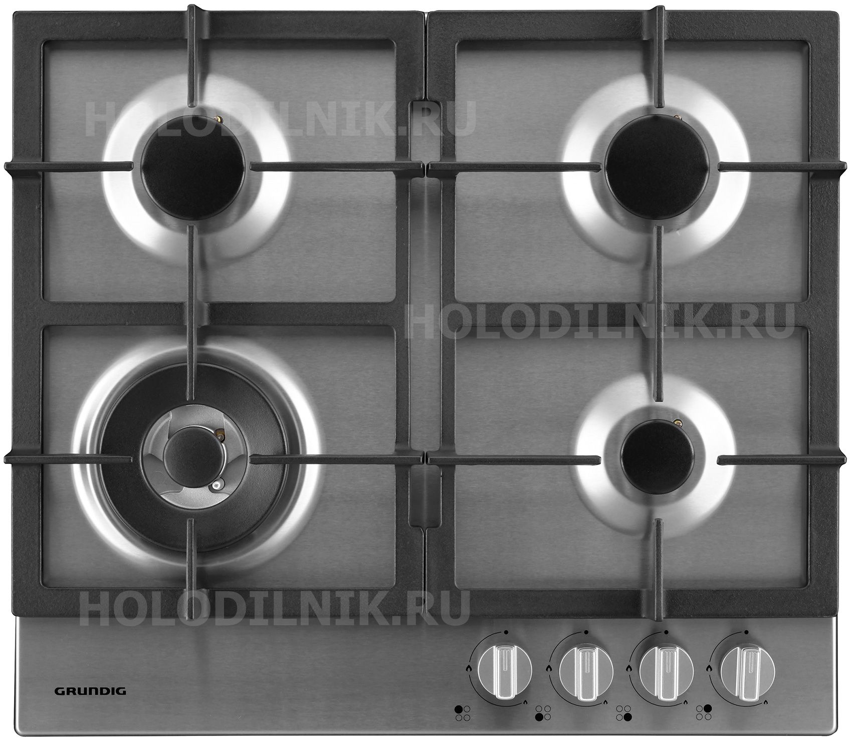 Газовая варочная поверхность Grundig GIGA6234250X, 4 конфорки, нержавеющая сталь, 7800 Вт