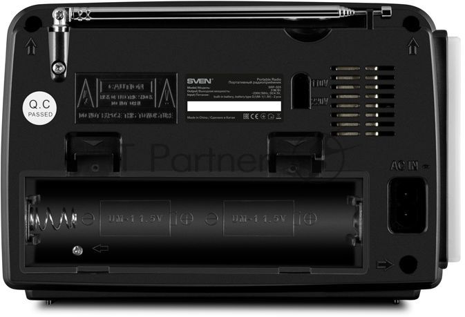 Радиоприёмник SVEN SRP-535 чёрный (3 Вт, FM/AM/SW, USB, SD/microSD, 900 мАч, 2 х D/UM, фонарь)