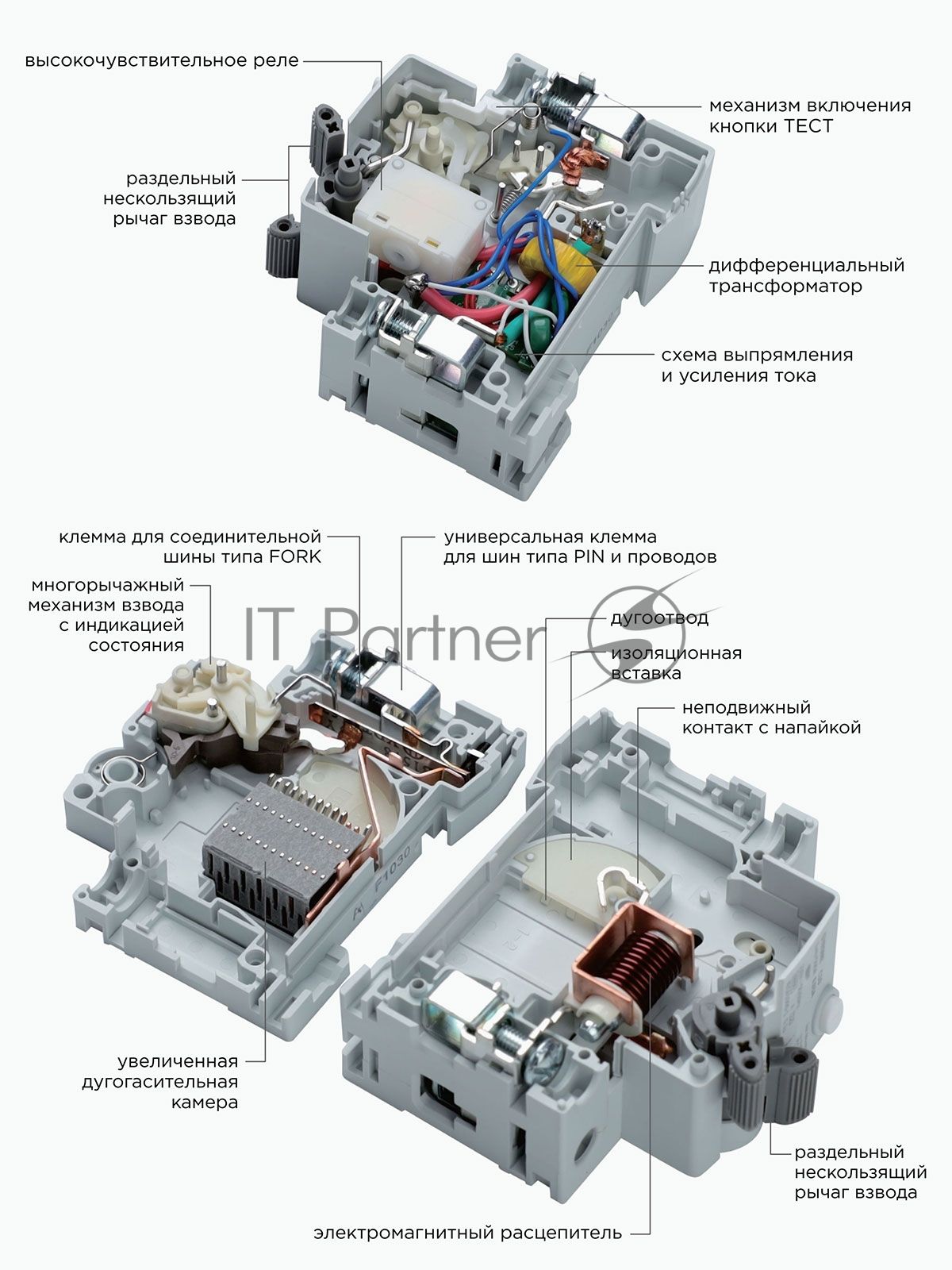 Автоматический выключатель дифференциального тока Гарнизон RCBO-50-4-40-6- C-30-AC, АД-50 3P+N 40А/30мА, 6кА (C, тип AС)