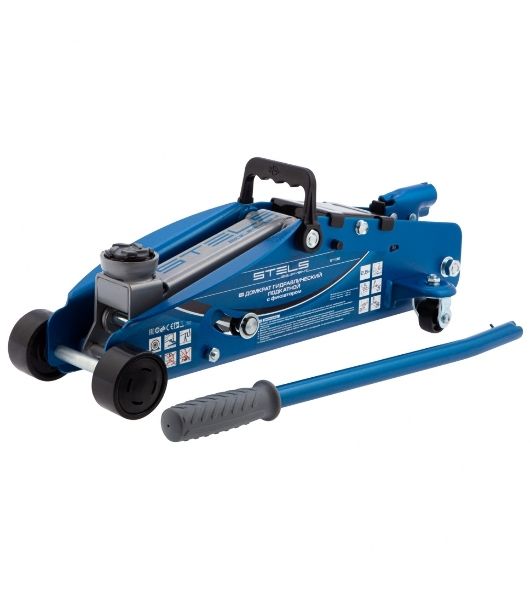 Домкрат Stels 51132 гидравлический подкатной с фиксатором 2.5 т safety pin 140-385 мм в кейсе
