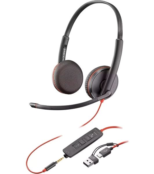 Гарнитура Plantronics Poly Blackwire 3225 чёрный, проводная, USB