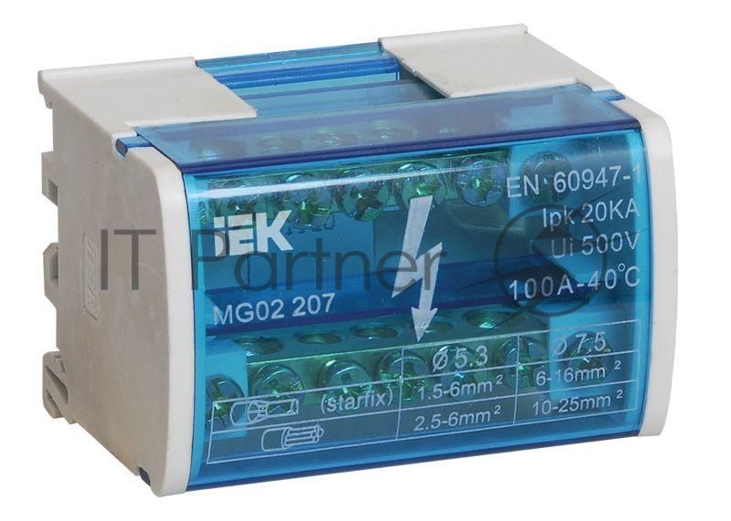 Шины на DIN-рейку в корпусе IEK YND10-2-07-100 (кросс-модуль) ШНК 2х7 L+PEN IEK