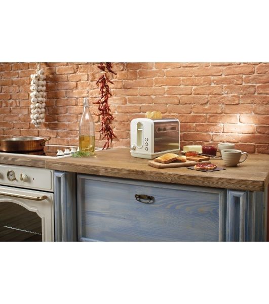 Тостер Gorenje T1100CLI бежевый/серебристый, 950 Вт, 2 слота