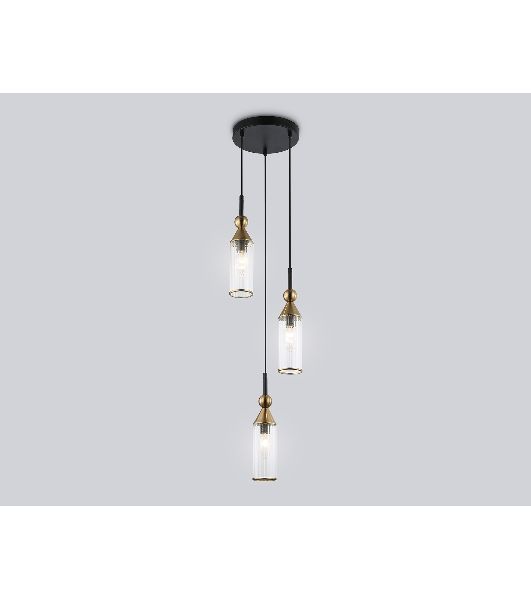 Светильник Ambrella light LH55252/3 BK/BS/CL черный/латунь/прозрачный E14*3 max 40W D230*1200