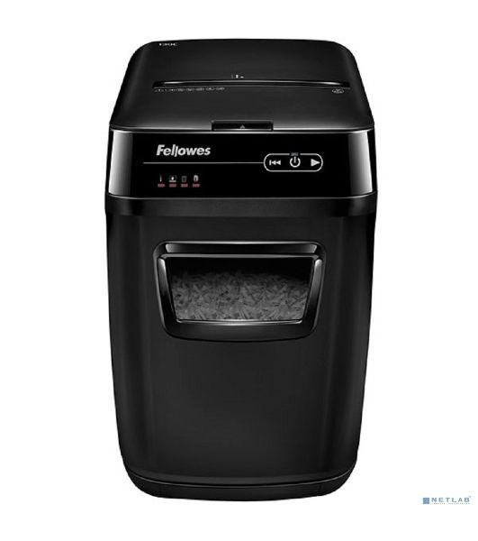 Шредер Fellowes AutoMax 150C FS-46801(01/02)* (секр.P-4)/фрагменты 4x38 мм,/150лист./32лтр./Уничт:скрепки, скобы, пл.карты,CD диски
