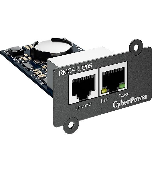 Карта удаленного управления CyberPower SNMP для источника бесперебойного питания серий OL, OLS, PR, OR, ПО PowerPanel® Business Edition, совместимость с ENVIROSENSOR, 0.15х0.15х0.07м., 0.2кг. Remote management SNMP card for OL, OLS, PR, OR series UPSs, Po