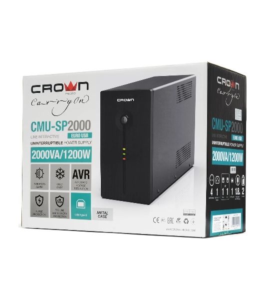 Источник бесперебойного питания Crown CMU-SP2000EURO/2000 ВА/1200 Вт/1 х IEC 320 C13 (компьютерная), 4 х CEE 7 (евророзетка)