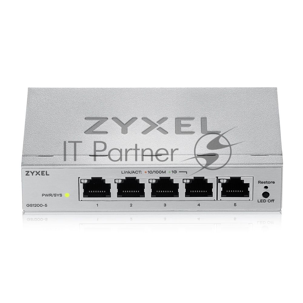 Коммутатор ZYXEL GS1200-5V3-EU0101F, 5×1 Гбит/с, управляемый