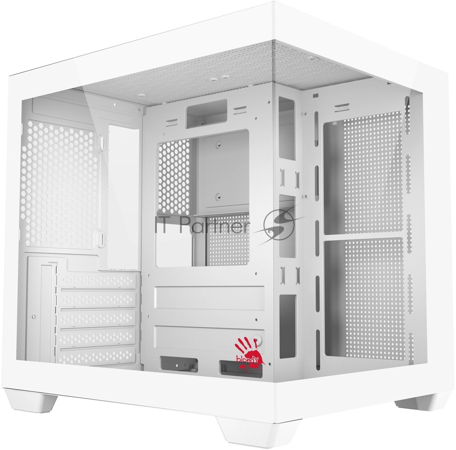 Компьютерный корпус Bloody CC-121 белый без БП mATX 7x120мм 1xUSB2.0 1xUSB3.0 audio