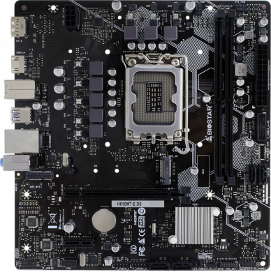 Материнская плата Biostar H610MT-E D5, LGA1700, Intel H610, 2xDDR5, 4xSATA, 1xM.2, 1xPCIe 4.0 x16, DisplayPort, HDMI, 1x1Gb LAN, 3x3.5 мм, 7.1, microATX