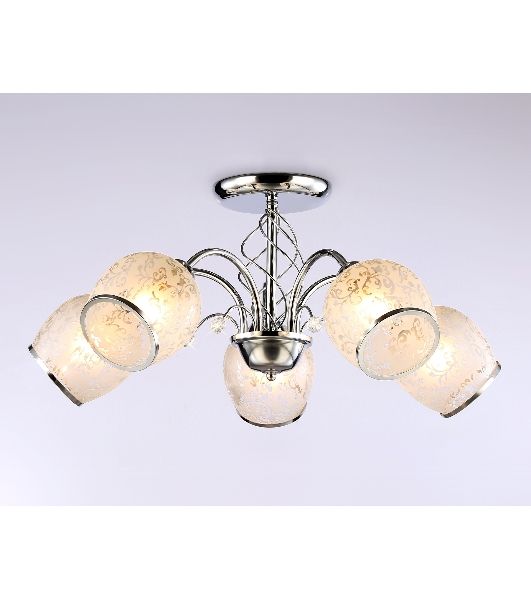 Светильник Ambrella light TR3188/5 CH/CL/FR хром/прозрачный/белый матовый E27/5 max 40W D600*285