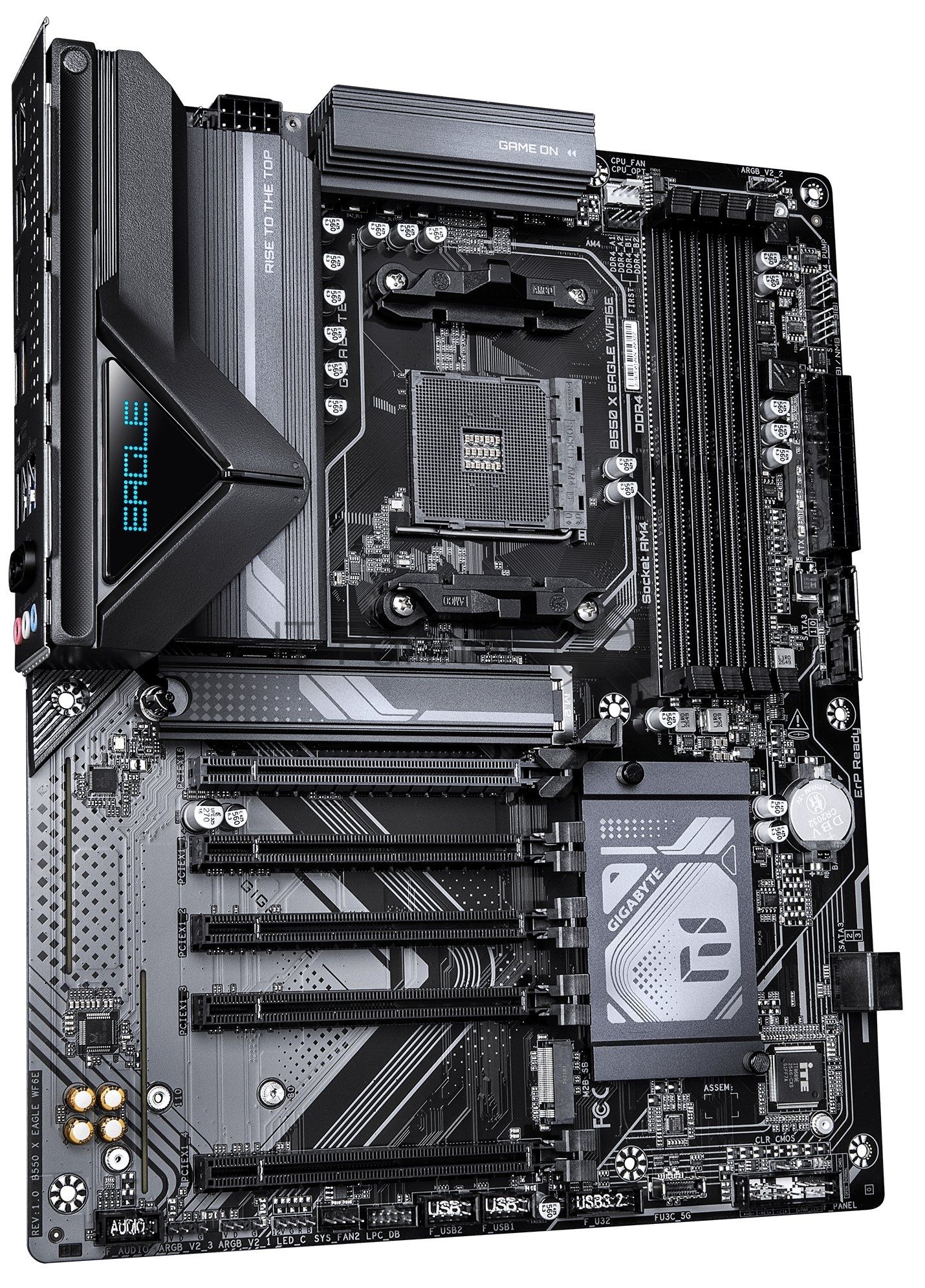 Материнская плата Gigabyte B550 X EAGLE WIFI6E, AM4, AMD B550, 4xDDR4, 4xSATA, 2xM.2, 1xPCIe 4.0 x16, 4xPCIe 3.0 x1, 1xHDMI, 1x2.5Gb LAN, 4xUSB 2.0, 3xUSB 3.2 Gen 1, 1xUSB 3.2 Gen 2, 1xUSB Type-C, 3x3.5 мм, 7.1, ATX