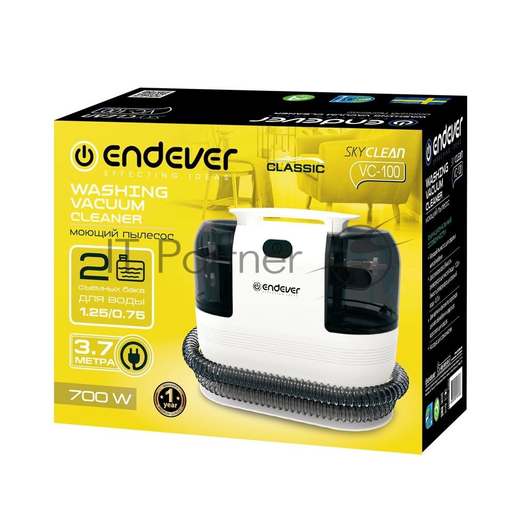 Моющий пылесос Endever SkyClean VC-100, white/black, 700 Вт, 2 шт,уп