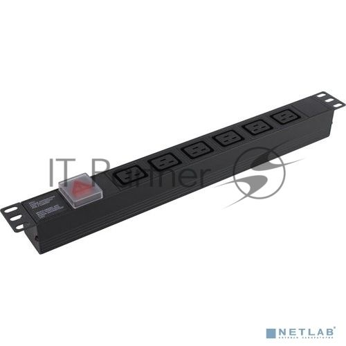 Блок розеток горизонтальный ExeGate ServerPro PDU-19H012 Al-6С19-C20-SW, 19", 1U, Алюминий, 6 IEC 320 C19, С20, выкл. с подсветкой, черный