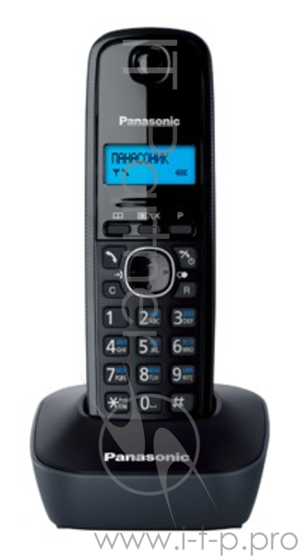 Телефон беспроводной (DECT) Panasonic KX-TG1611RUH (серый) АОН, Caller ID,12 мелодий звонка,подсветка дисплея,поиск трубки