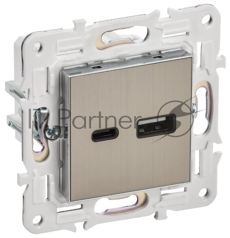 SKANDY Розетка USB A+C 18Вт SK-R13N никель | SK-U22-018-K50 | IEK