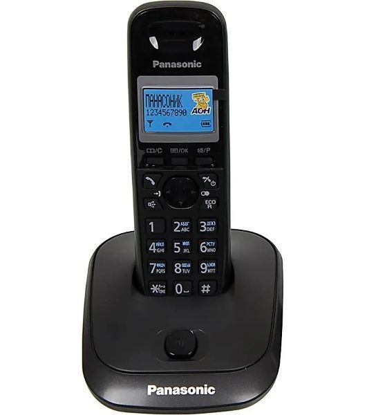 Телефон беспроводной (DECT) Panasonic KX-TG2511RUT (титан) АОН, Caller ID,спикерфон на трубке,переход в Эко режим одним нажатием