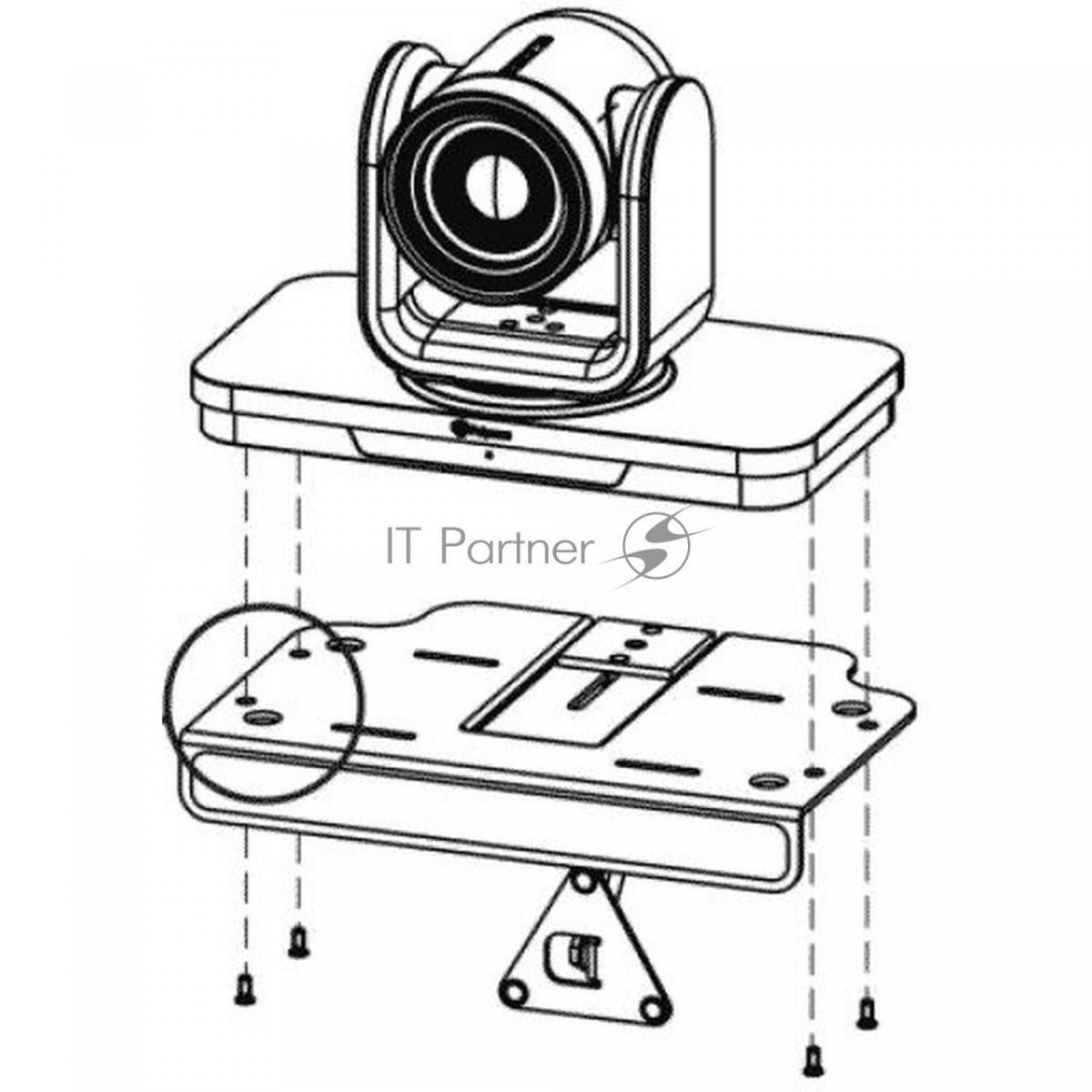 Монтажная консоль Mounting solution for EagleEyeIV-12x&4x. Mounts on the wall/other flat surfaces over 6.5in deep or flat screen displays greater than 5/8in thick. Includes tripod mount. Also supports EagleEye Director, EagleEye HD, EagleEye III, EagleEye
