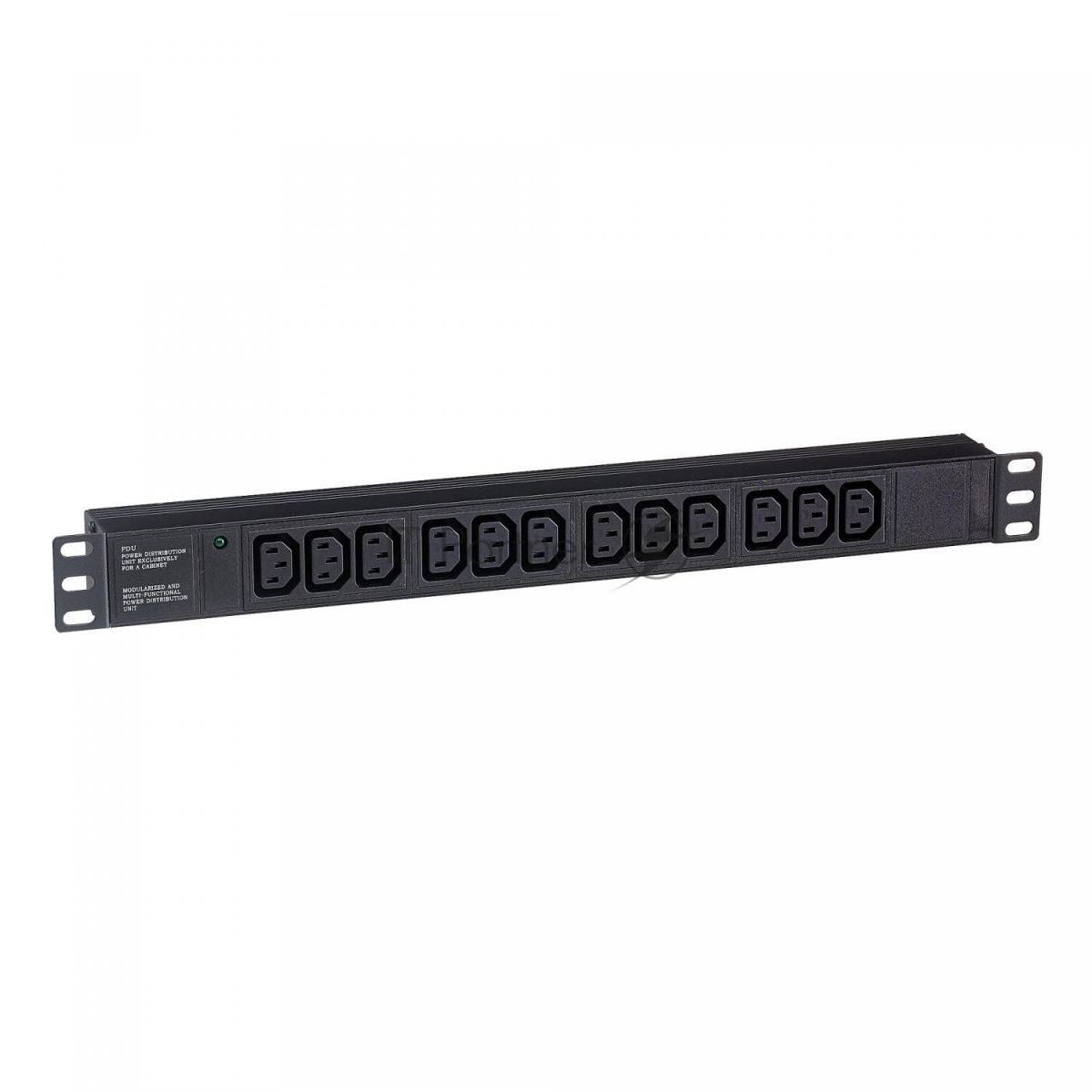 Блок розеток горизонтальный ExeGate ServerPro PDU-19H007 Al-12C13-C20, 19", 1U, Алюминий, 12 IEC 320 C13, С20, черный