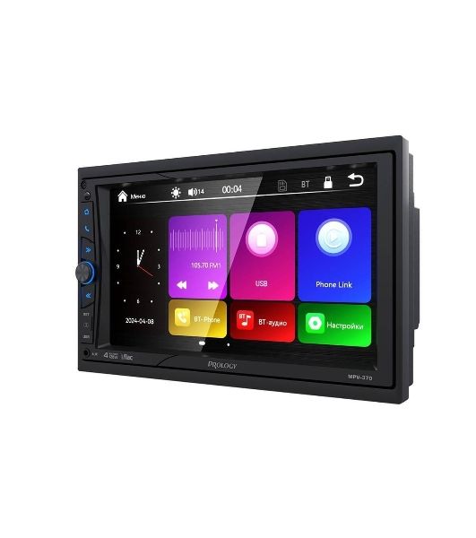 Автомагнитола Prology MPV-370, 2 DIN, 7", Bluetooth, USB Type-A, AUX, пульт ДУ