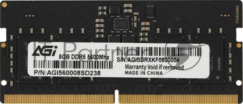 Оперативная память DDR5 8GB 5600MHz AGi AGI560008SD238 RTL PC5-44800 CL40 SO-DIMM 262-pin 1.1В single rank Ret