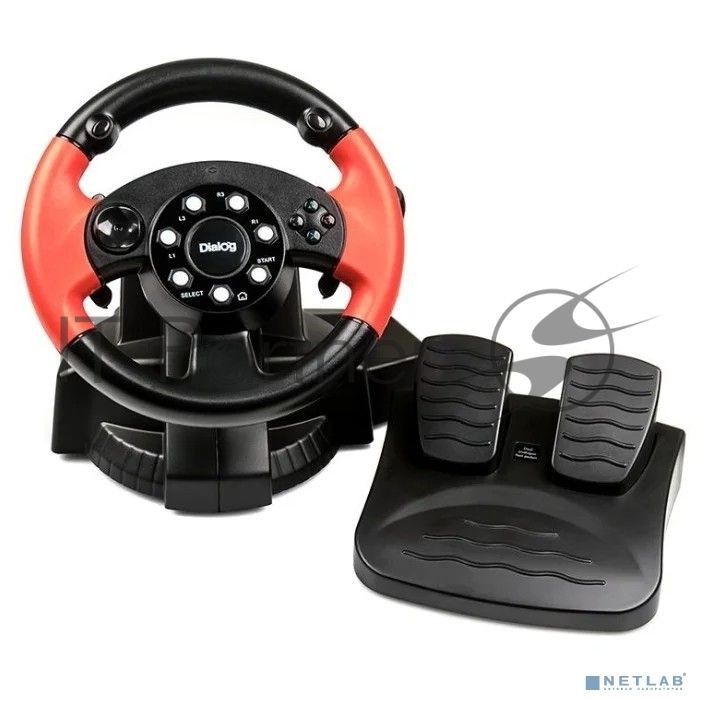 Игровой руль Dialog GW-125VR E-Racer - эф.вибрации, 2 педали, рычаг ПП, PC USB