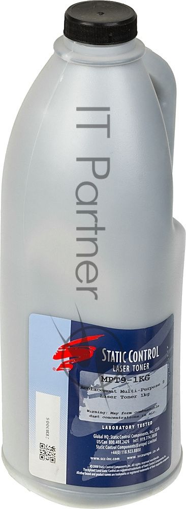 Тонер Static Control MPT9-1KG черный флакон 1000гр. для принтера HP LJ Pro PM401/P2055/P3005/P3015