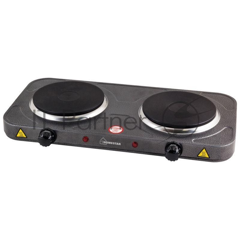 Плита настольная электрическая Homestar HS-1104 серый, 2 кВт, ТЭН, конфорки - 2, эмаль, поворотные переключатели