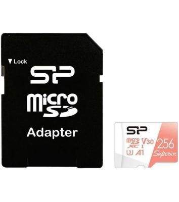 Флеш карта microSD 256Gb Silicon Power Superior A1 microSDXC Class 10 UHS-I U3 100/80 Mb/s (SD адаптер)