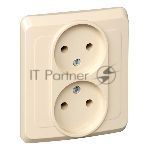 Розетка 2-м СП Этюд 16А IP20 без заземл. крем. SchE PC16-005K