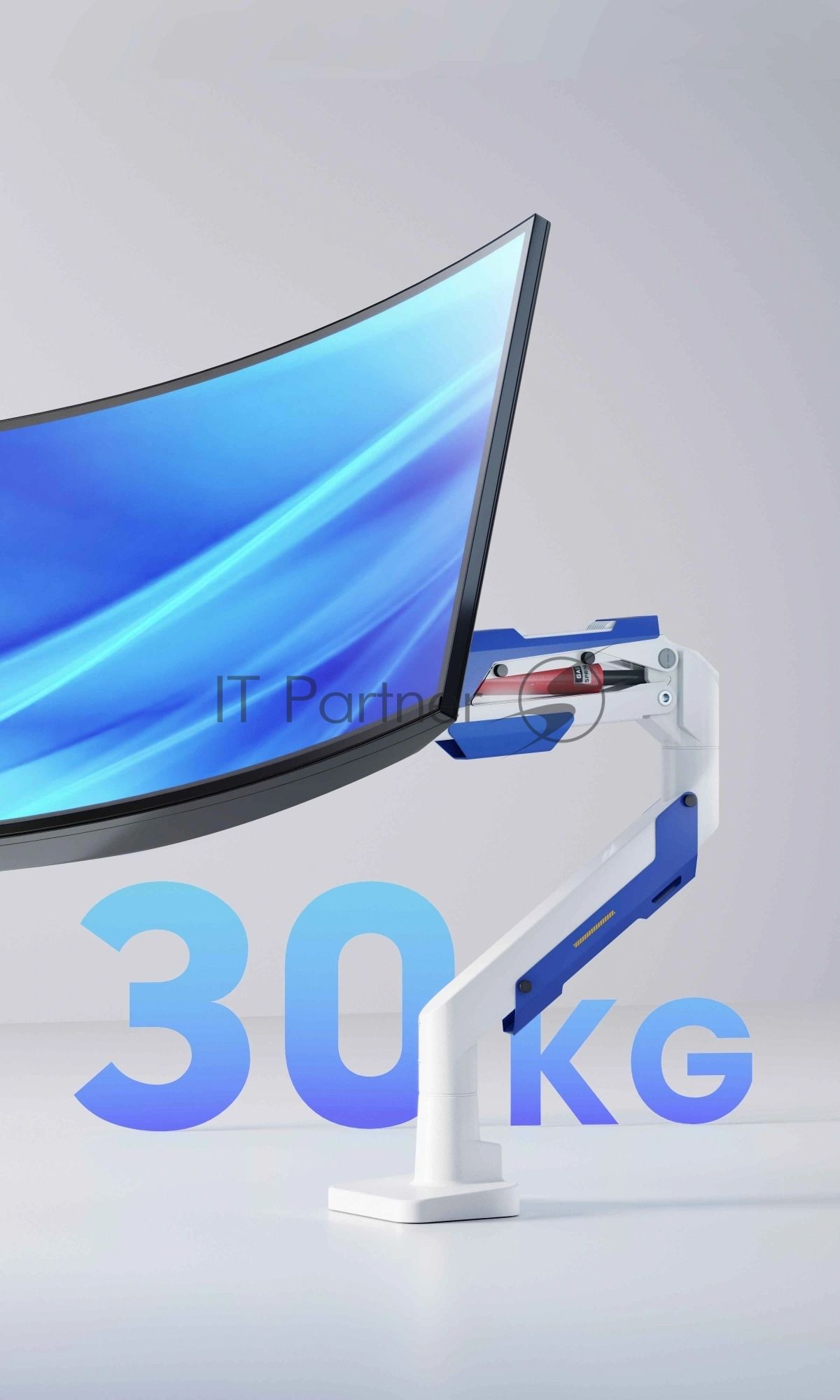 Кронштейн для мониторов Ultramounts UM743WB белый/синий 24"-57" макс.30кг крепление к столешнице поворот и наклон