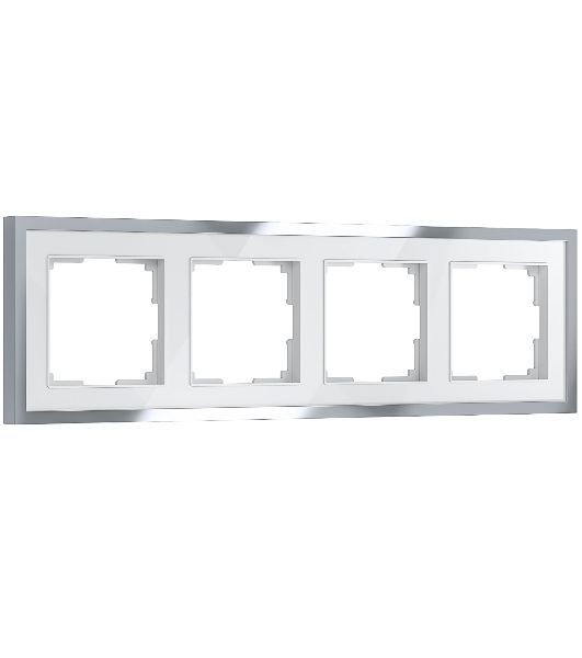 Рамка на 4 поста Baguette (белый/серебро) W0042850