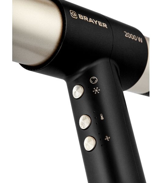 Фен-мультистайлер BRAYER BR3308 черный/золотистый, 2000 Вт, 25/32 мм