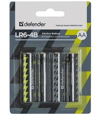 Батарейка DEFENDER BATTERY ALKALINE AA 1.5V/LR6-4B 4PCS 56012