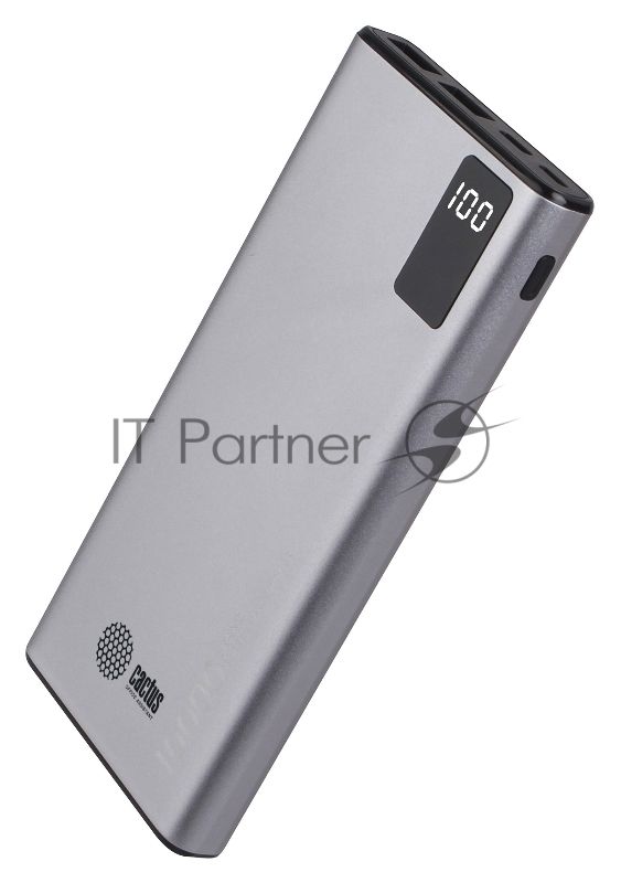 Портативный аккумулятор Cactus CS-PBFSLT-10000 10000mAh 3A 2xUSB серый