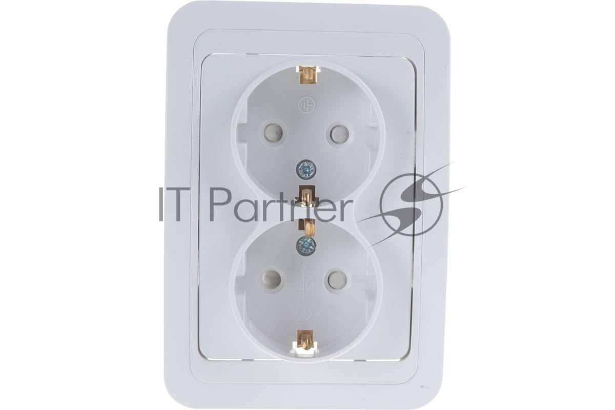 Розетка 2-м CLASSICO защ. шторки с заземл. 2128x белый ASD/IN HOME 4690612000985