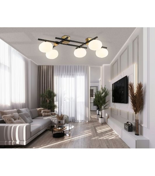 Светильник Ambrella light LH51015/5 BK/BS/FR черный/латунь/белый матовый G9*5 max 28W 800*560*170