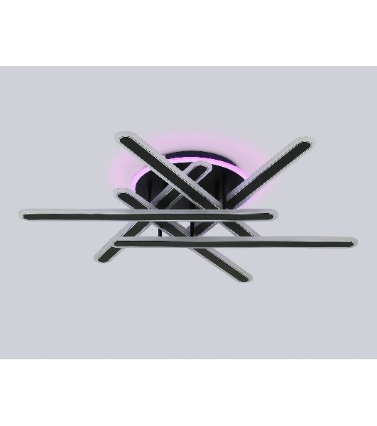 Потолочный светодиодный светильник FA8908 BK/CH черный/хром 125W 3000-6400K+RGB 800*770*160 (ПДУ ИК)