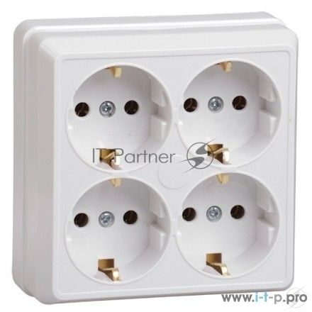 Розетка IEK ERO41-K01-16-DC РС24-3-ОБ 4местн. с з/к 16А откр.уст. ОКТАВА (белый)