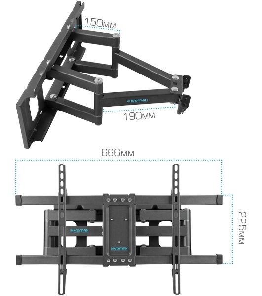 Кронштейн для телевизора Kromax CORBEL-8, 32"-75", макс. 55кг, настенный, серый