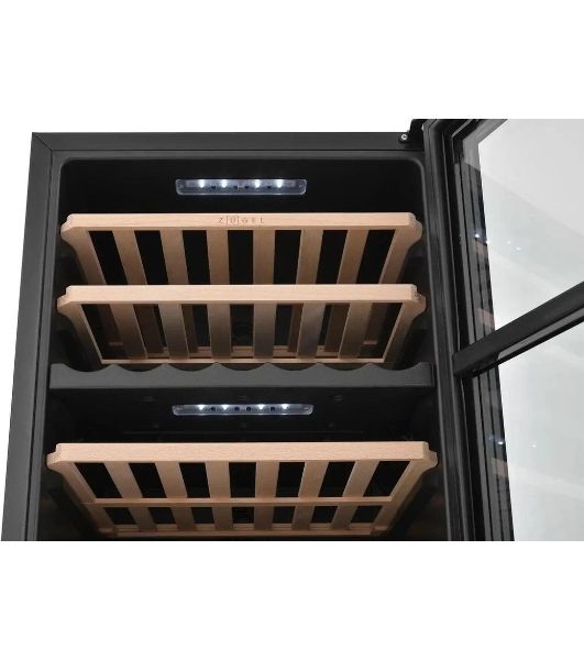 Винный шкаф ZÜGEL ZCWF521DB черный, 127 л, 2 отсека, 52 бут., класс A+