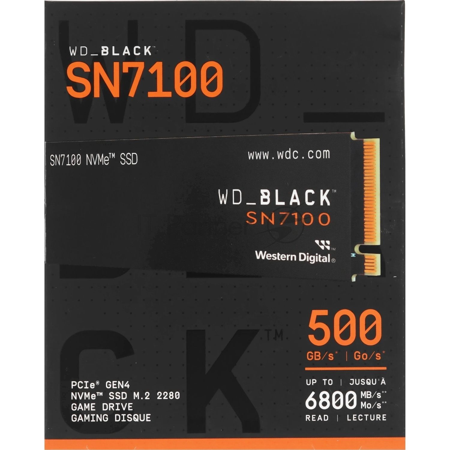 Накопитель SSD Western Digital черный SSD SN7100 M2.2280 PCIe 4.0 500Gb, 6800MBs/5000MBs, TbW 300, WDS500G4X0E, 1 year