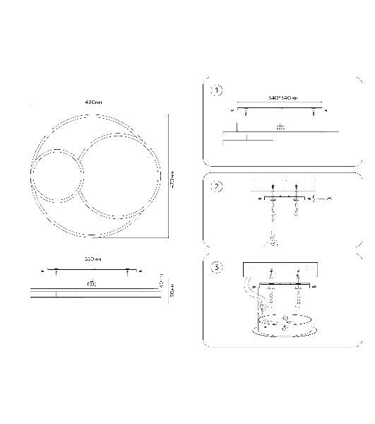 Светильник Ambrella light FA7719 WH/BK белый/черный 3000K-6400K 64W 490*470*90 (ПДУ РАДИО 2.4G)
