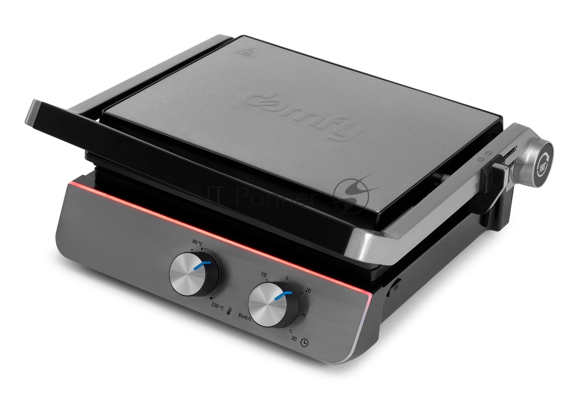 Гриль электрический Domfy Metal DSM-EG502 2200Вт черный/серебристый