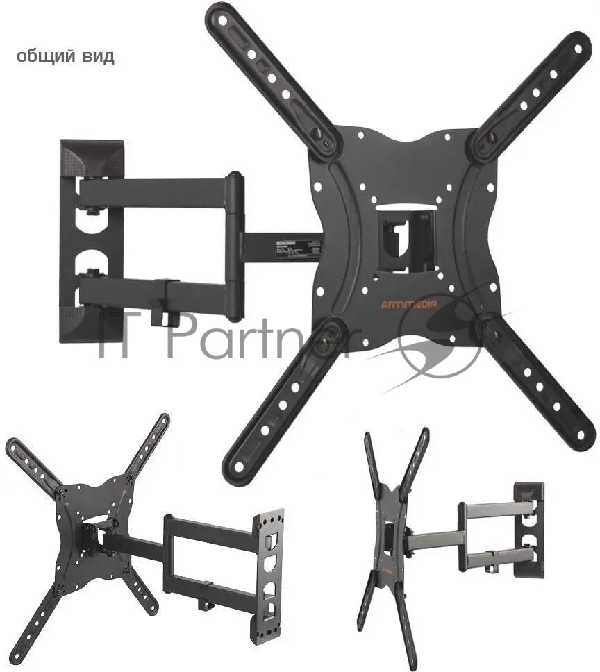 Кронштейн для телевизора Arm media LCD-404 new черный, 26"-55", max 30 кг, VESA 400x400 мм