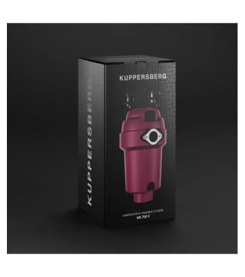 Измельчитель пищевых отходов Kuppersberg WS 750 V, High-Tech, мощность 750 Вт, 3800-4200 об/мин, защита от перегрева, авто выключение, DC мотор, шумоизоляция, уровень шума 70 дБ, винный