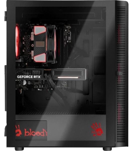 Компьютер Bloody BD-PC RAB84T2 TWR Ryzen 7 7700 (3.8) 32Gb SSD1Tb RTX5060 8Gb Windows 11 Home 64 2.5xGbitEth 650W черный (RUS) (2142055)
