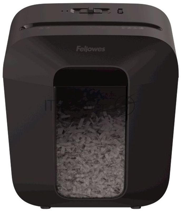 Шредер Fellowes PowerShred LX25 черный (секр.P-4)/перекрестный/6лист./11.5лтр./скрепки/скобы/пл.карты